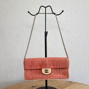 Chanel Pink Chocolate Bar Canvas Shoulder Bag